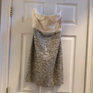 Alice & Olivia cream color tweed & chiffon dress